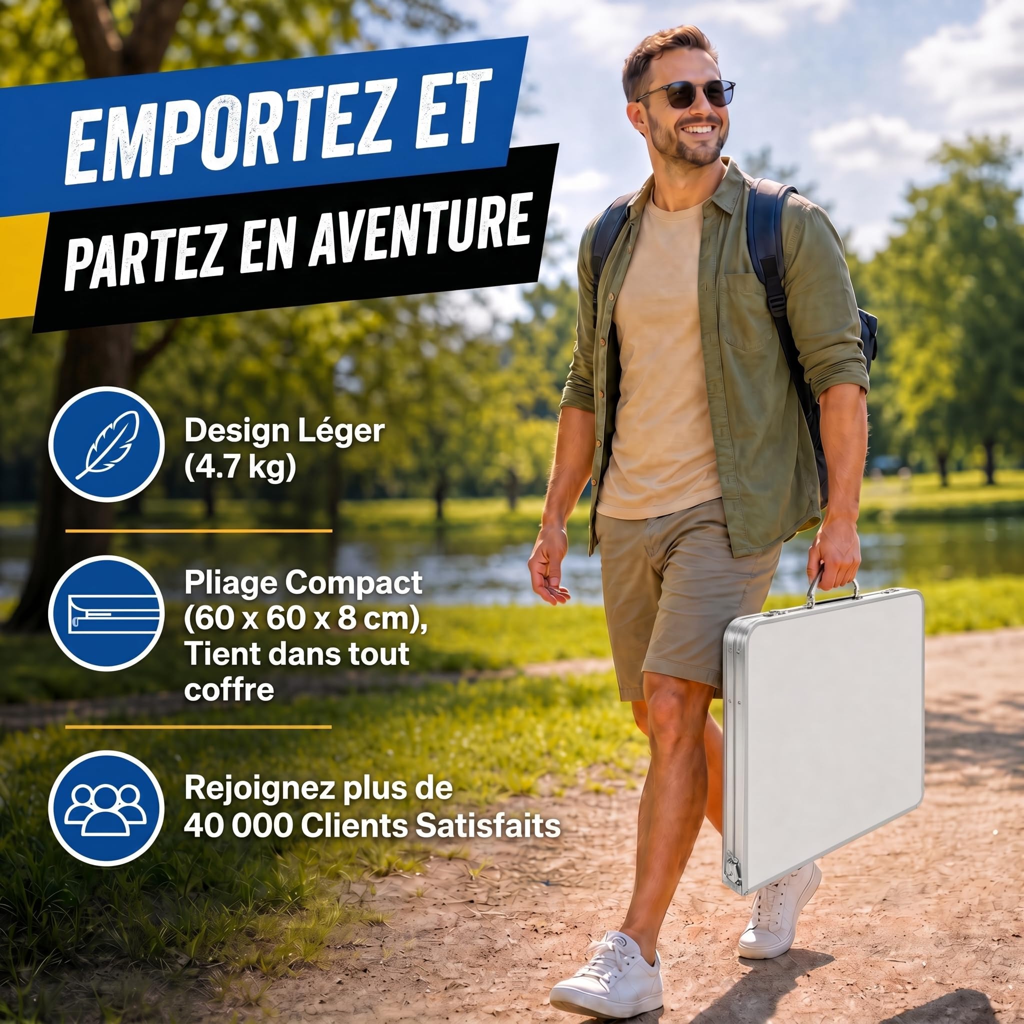 Table Pliante multifonctionnelle Table de Camping Table Pliante Table de marché Table à tapisser réglable en Hauteur Table d'appoint pour Camping dans Le Jardin pour Festivals, marchés et Plus (Blanc