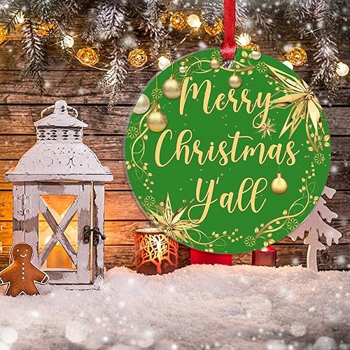 Miniatura 5 de Christmas Ornament Merry Christmas Y'all Christmas Tree Decorations Gold Snowflake Ball Wreath Novelty Acrylic Ornaments Xmas Gift Home Xmas Tree