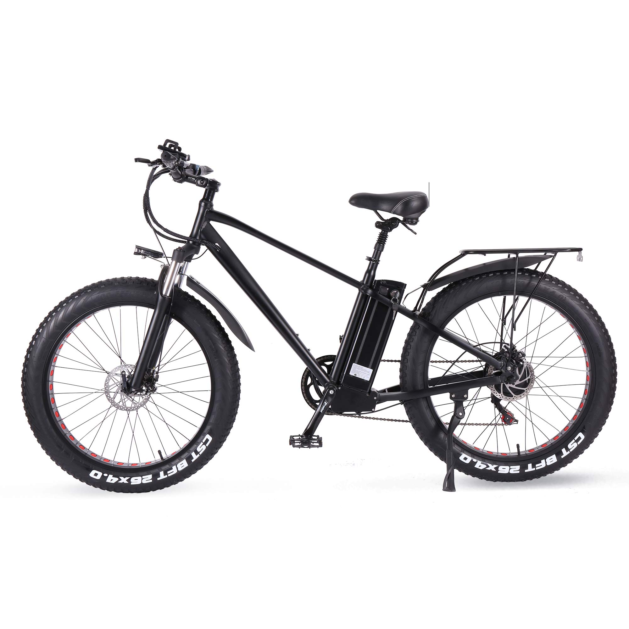 Vélo électrique VTT Homme Adulte 26 Pouces 21Ah Batterie Lithium Shimano 7 Vitesses Fat Bike Noir XL