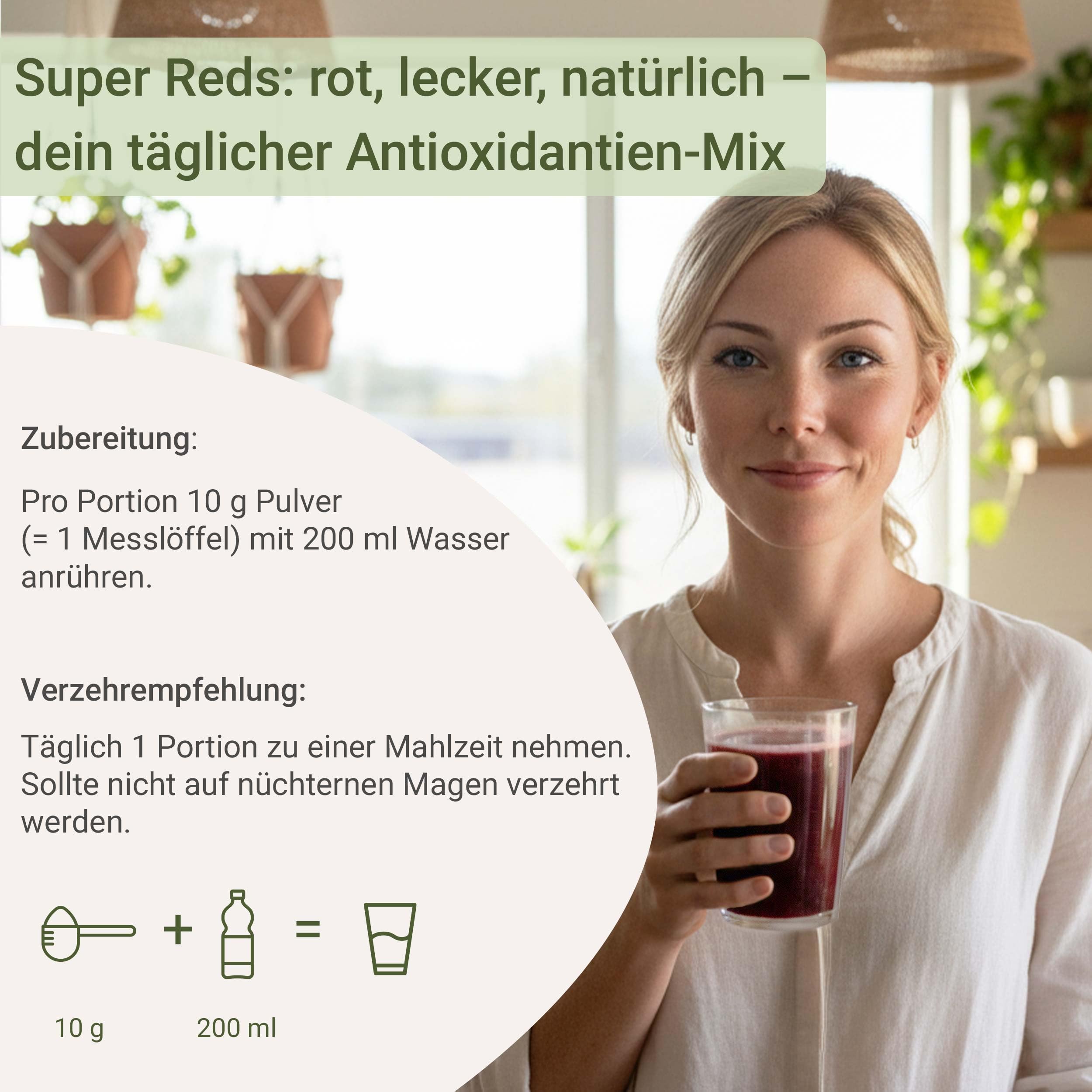 for you super reds - Der rote All-in-one-Drink für Deine ganzheitliche Gesundheit - mit natürlichen Vitaminen und Mineralstoffen, Q10, Pflanzenstoffen und Bakterienkulturen - 300g Pulver