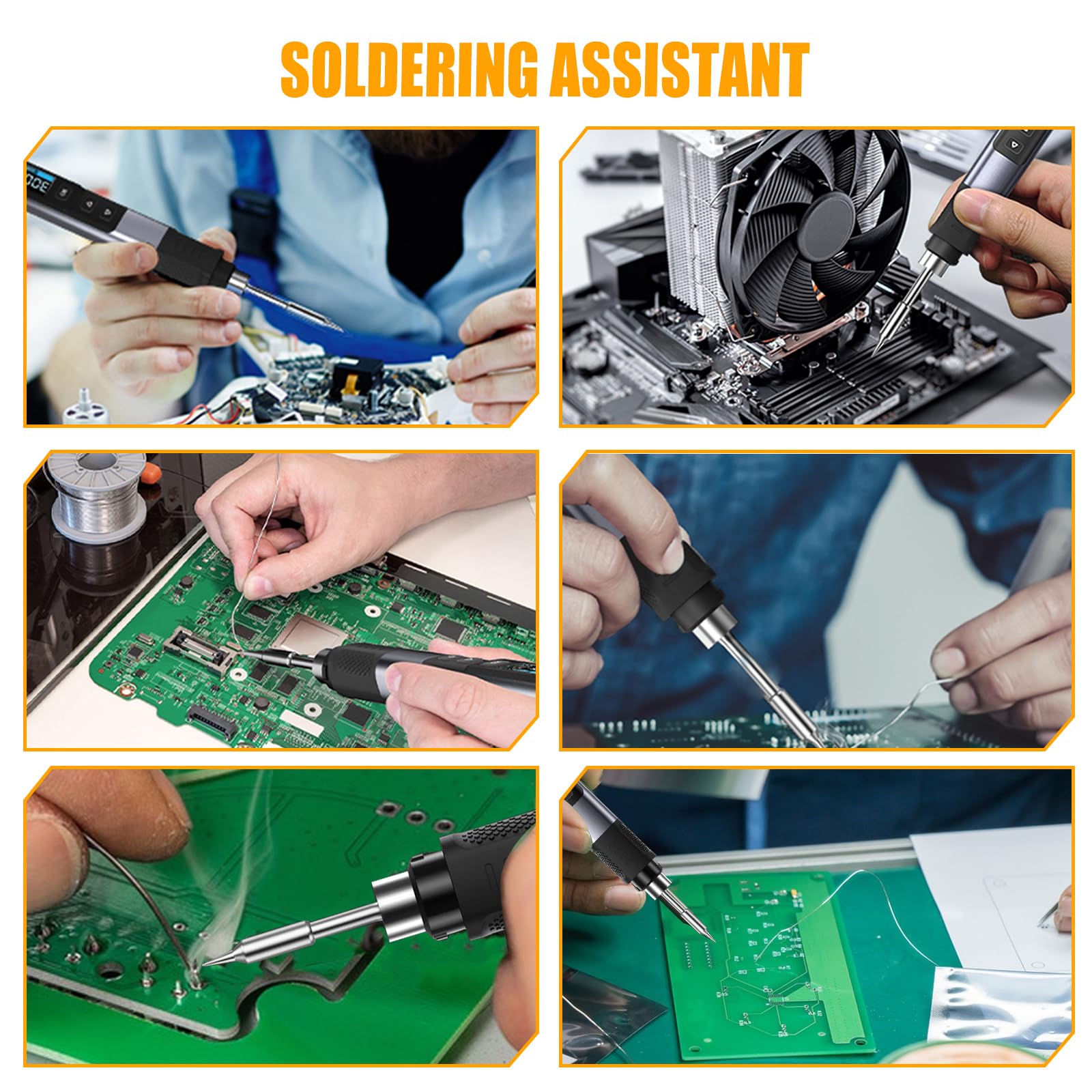 JOJOCY HS-02A Portable Digital Soldering Iron Kit, 100W 180-842°F/100-450°C 2s Fast Heating 6 Soldering Tips Plug-in With Bag Auto Sleep