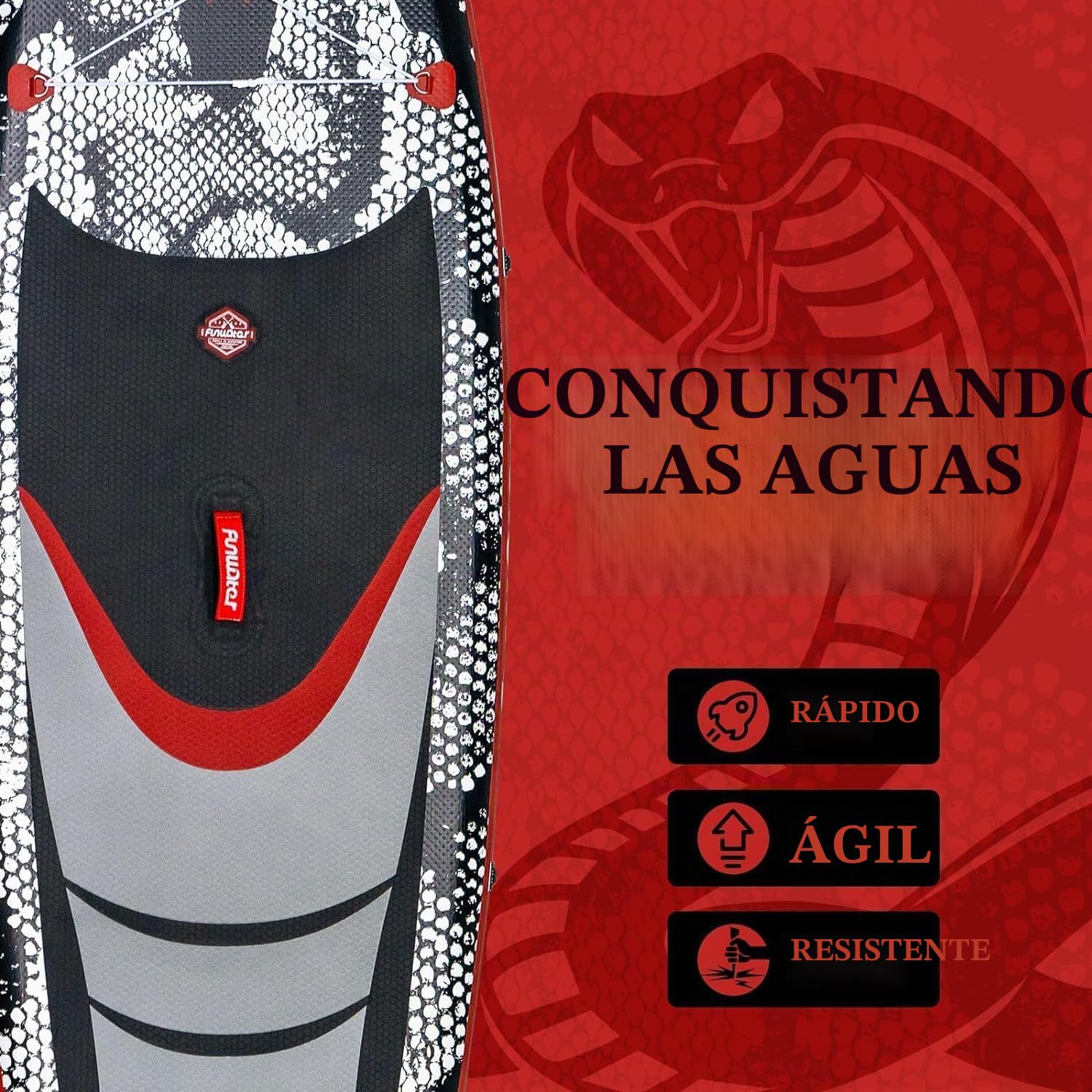 FunWater Tabla Hinchable de Stand Up Paddle Board Sup Paddle Board con Remo Ajustable, Bomba de Mano, Antideslizante Eva Deck, Correa de Seguridad, para Adultos