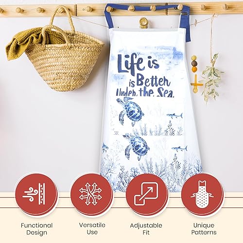 Miniatura 4 de Vintage Vista Delantal de cocina 100% algodón, delantales ajustables para mujeres, delantales de cocina para hombres, delantal de chef unisex