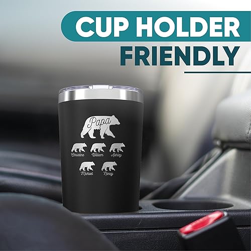 Miniatura 6 de Vaso personalizado de papá Bear and Cubs de 20 onzas  Taza de viaje de acero inoxidable aislada personalizada con tapa hasta 5 nombres de niños