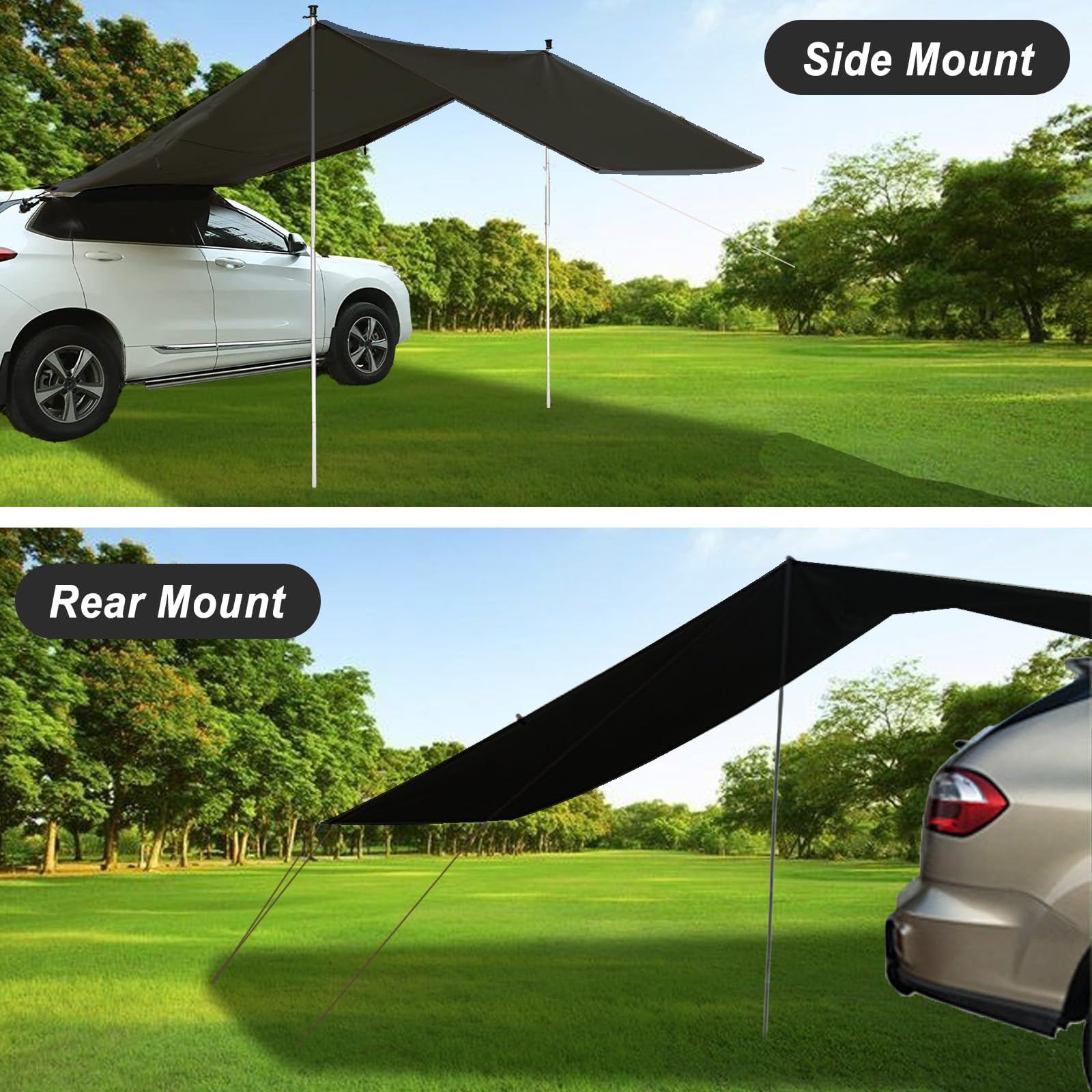 Toldo de coche, toldo trasero, 300 x 200 cm, toldo impermeable, tienda de campaña, para camping, techo solar, con protección UV, tienda de campaña para coches, todoterrenos, autocaravanas