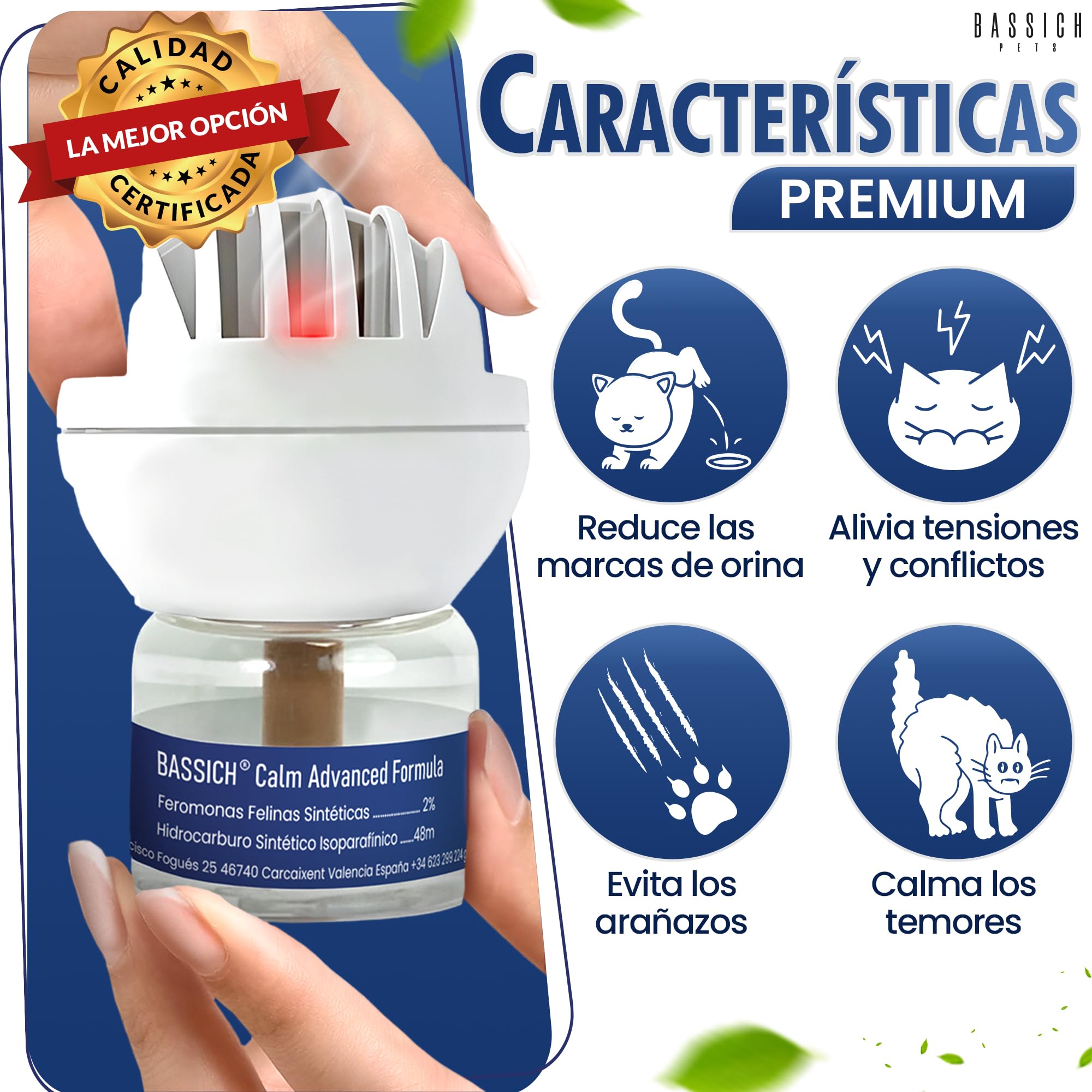 Calm Feromonas para Gatos con Difusor Enchufable – Calmante para Gatos Que Ayuda a Reducir Estrés, Ansiedad y Marcaje en el Hogar – Ambiente Relajado para Gatos Nerviosos