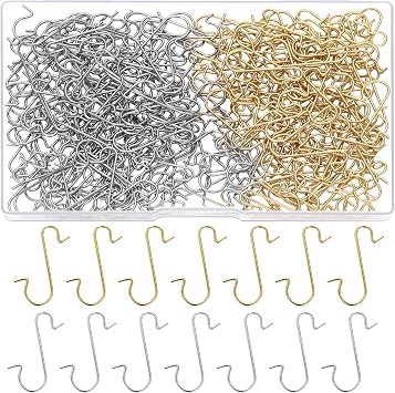 250 PCS Christmas Ornament Hooks, Ornament Hangers Hooks, Metal Wire Ornaments Hook with Storage Box for Christmas Tree Party Balls Decoration Gold and Silver