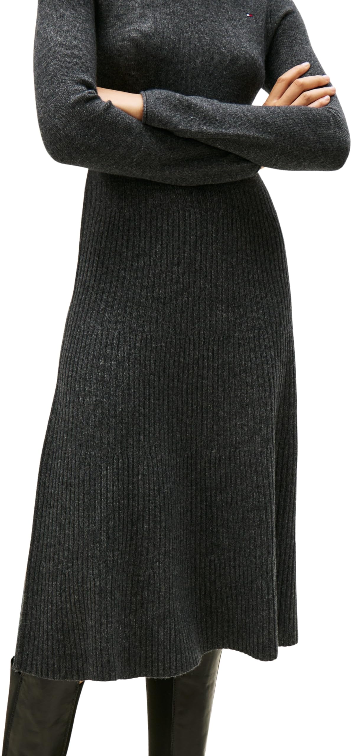 Tommy Hilfiger Soft Wool LS Mock-nk Swt Dress Ww0ww47303 Vestido Tipo suéter Mujer (Pack de 1)