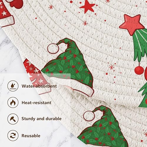 Miniatura 3 de 3 Pcs Pot Holders Trivets Set for Hot Pots and Pans 15in Cotton Thread Weave Heat Resistant Hot Pads for Hot Pot Modern Farmhouse Decor Gnomes
