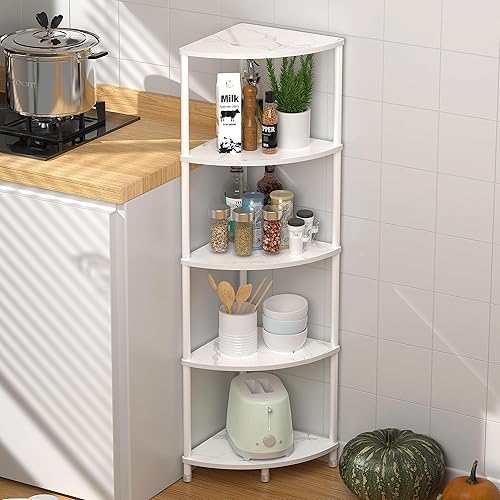 5 Tier Corner Shelf Stand, 44.1" Kitchen Shelf Organizer with