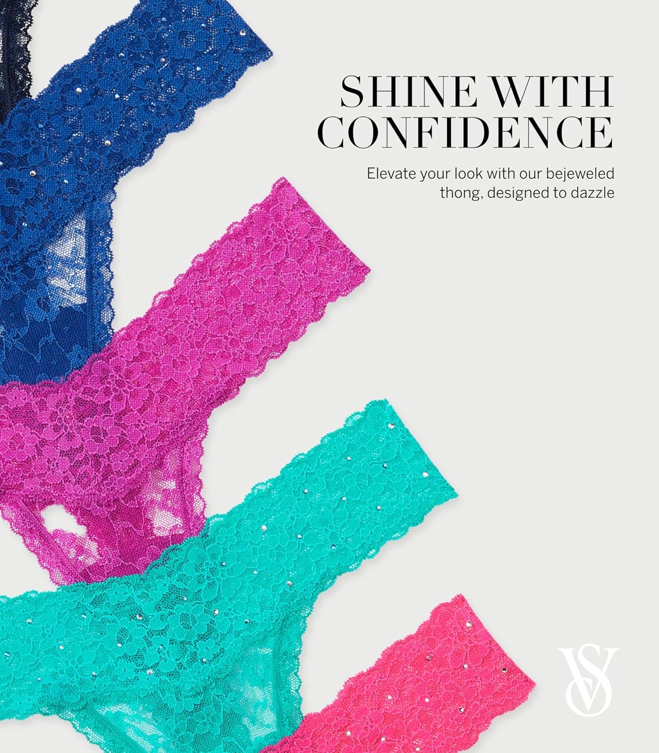 Victoria's Secret Women's Lace Thong Underwear, Panties for Women, Multi Pack, Festival Rhinestone (XS) - Image 4