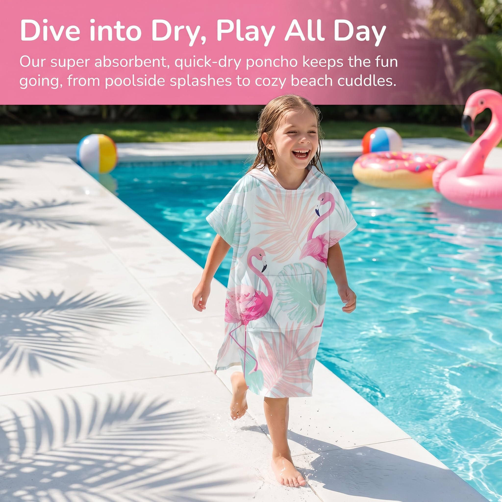 Kinderbademantel, Stoff,schnelltrocknend,Surf-Cape,Wickeltuch,Kapuzenpullover mit Taschen zum Schwimmen,Strand,Surfen,Tauchen,Baden zu Hause