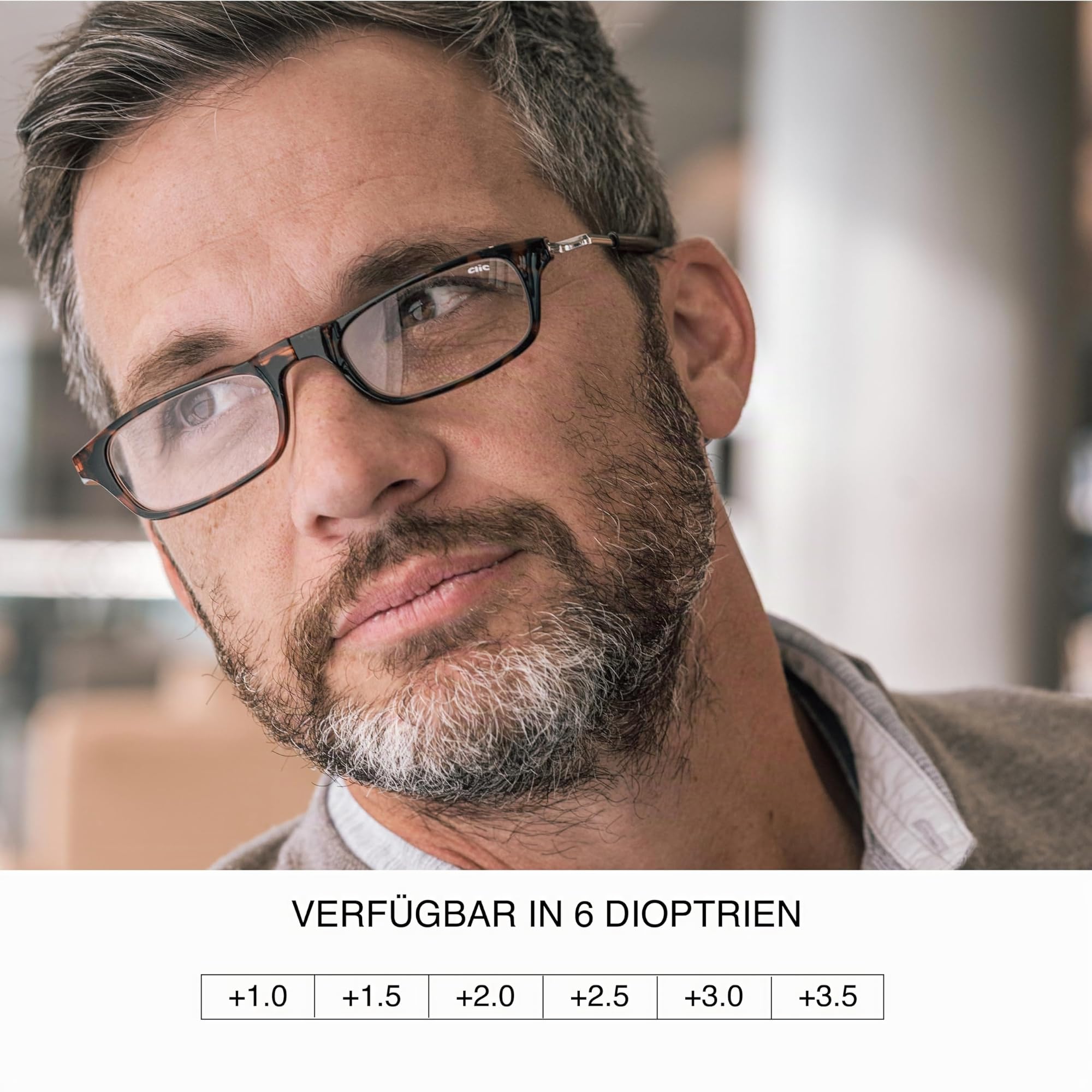 CliC Eyewear - Herren Lesebrille XL - Lesebrille mit Magnet - Polyamid TR90 - Flexible Single Vision