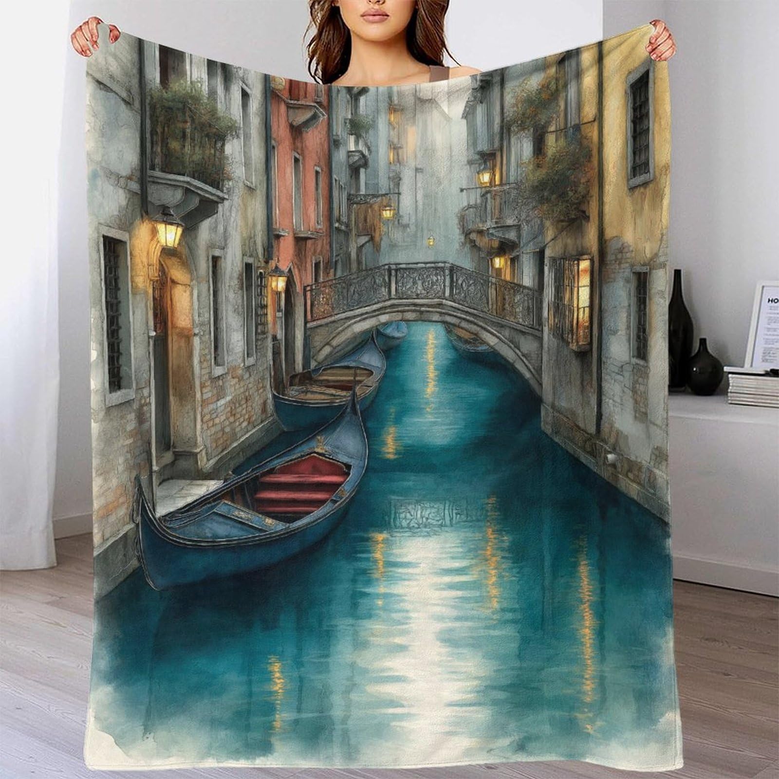 Couverture polaire ultra douce Venise pour vos soirées canapé et décoration de chambre zen