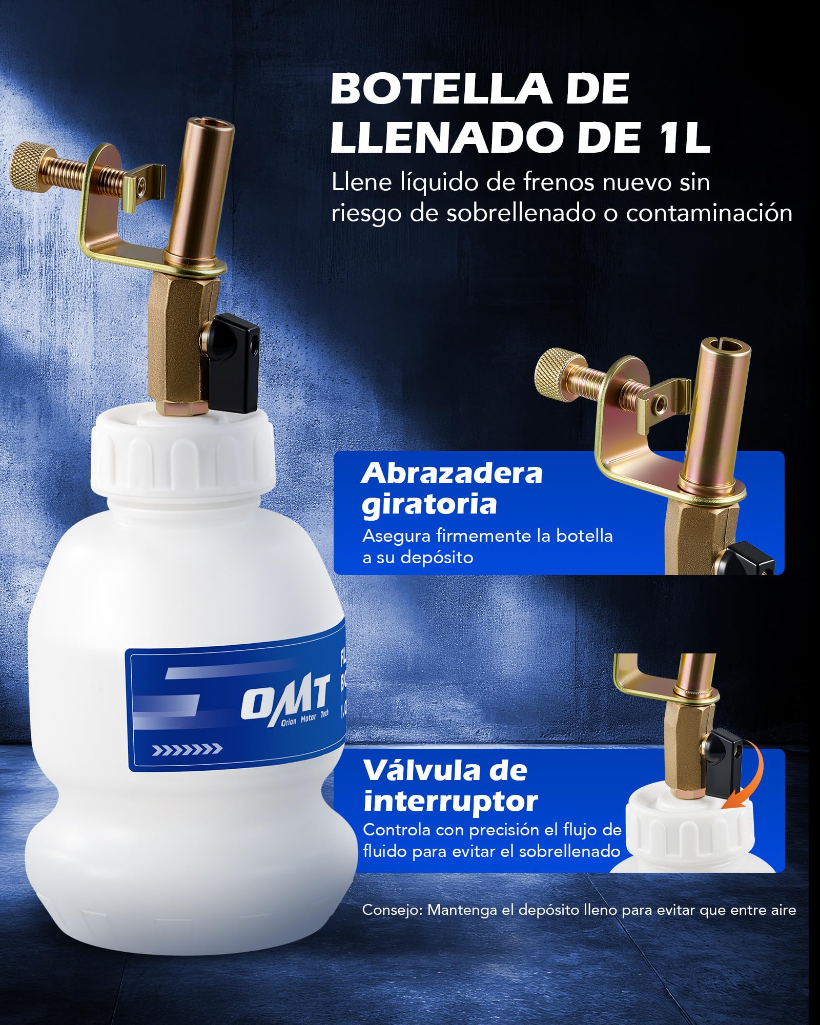 Orion Motor Tech Kit de purgado de Frenos al vacío 3L