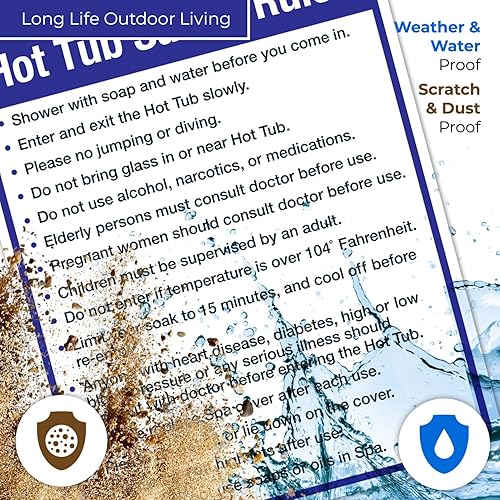Vista 14 de Letrero de reglas de seguridad para bañera de hidromasaje, cartel de piscina, 10 x 14 pulgadas, libre de óxido, aluminio 040, resistente a