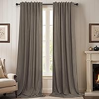 Vista 46 de Cortinas de lino natural semitraslúcidas Pitalk de 36 pulgadas de ancho para sala de estar, juego de 2 paneles con pestaña trasera, cortinas