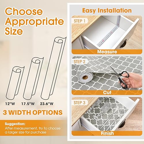 Miniatura 7 de COAVAS Revestimiento para cajones, revestimiento antideslizante de 17.5 pulgadas x 20 pies, forros texturizados para gabinetes de cocina con