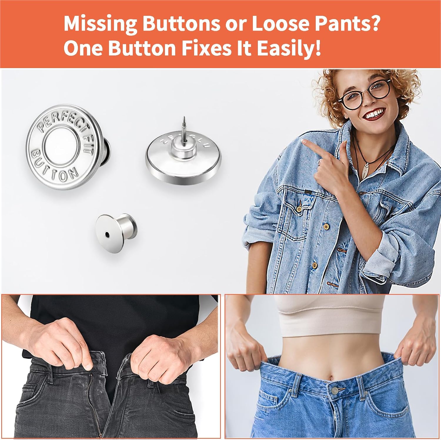 ZENGLU 12pcs 0.79” Diameter/20 mm Metal No-Sew Jeans Button Replacement for Loose Fit Jeans, Tighten Waistband, Replacement Clothing Buttons(Silver Color) - Image 4