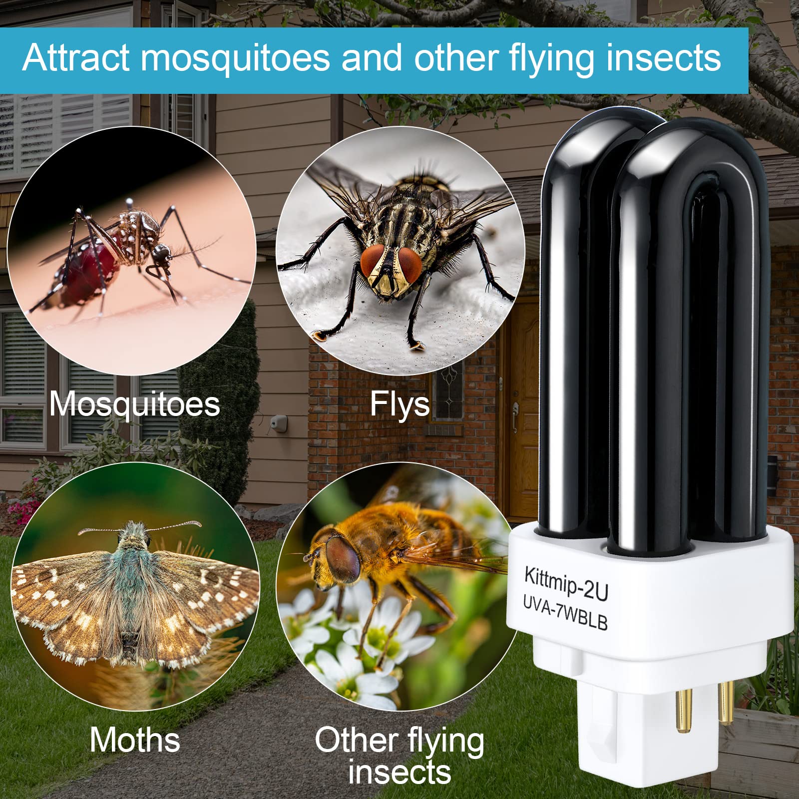 Dichroma 41050 7W Replacement Bulbs Compatible With Dynatrap DT1260 DT1050 DT1100 DT1210 DT1250 1/2 Acre Insect And Mosquito Trap Light, 4 Pack