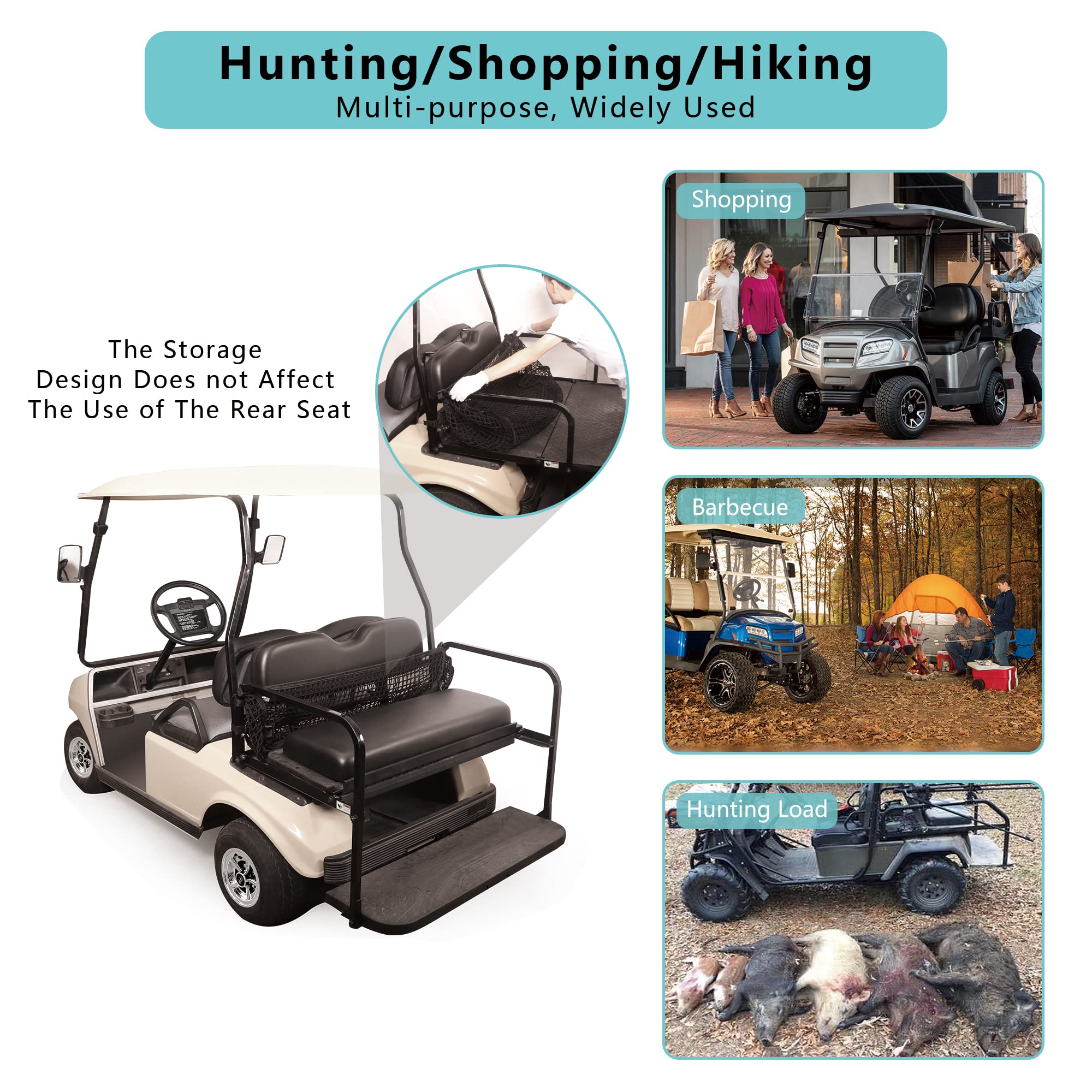 10L0L EZGO Club Car Yamaha - Rete elastica per 4 passeggeri e carrello, organizer per auto, resistente, con ganci