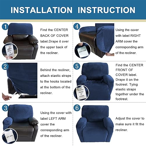 Miniatura 6 de 4 fundas de terciopelo para sofá reclinable, fundas elásticas para sofá reclinable de un solo asiento con bolsillo lateral, funda para asientos de