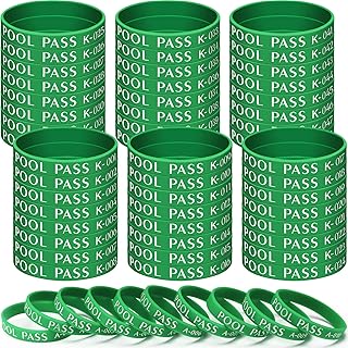 100 Pcs Pool Pass Silicone Wristbands Numbers A001-A100 K001-K100 ID Bracelets Name Tag Bracelet Waterproof ID Band for Pool(Green)