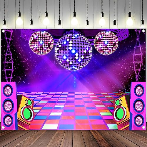 Miniatura 6 de Telón de fondo retro de los años 80 y 90 para fiesta de baile, escenario, baile, música, decoración de fiesta de cumpleaños, DJ, fondo de