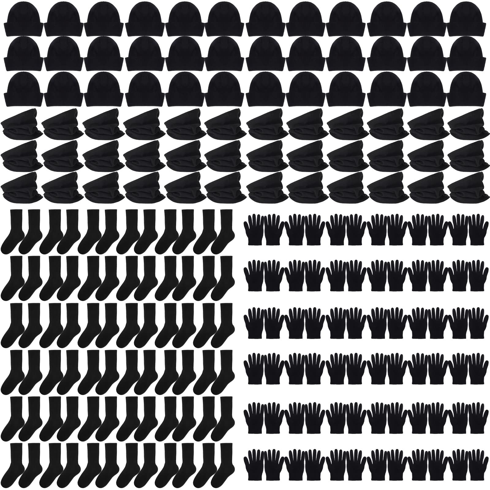 Hillban Bulk Homeless Handschuhe, Mützen, Halswärmer, Socken, Set, Winter, Spende, Wohltätigkeitsorganisation, Paket für Herren