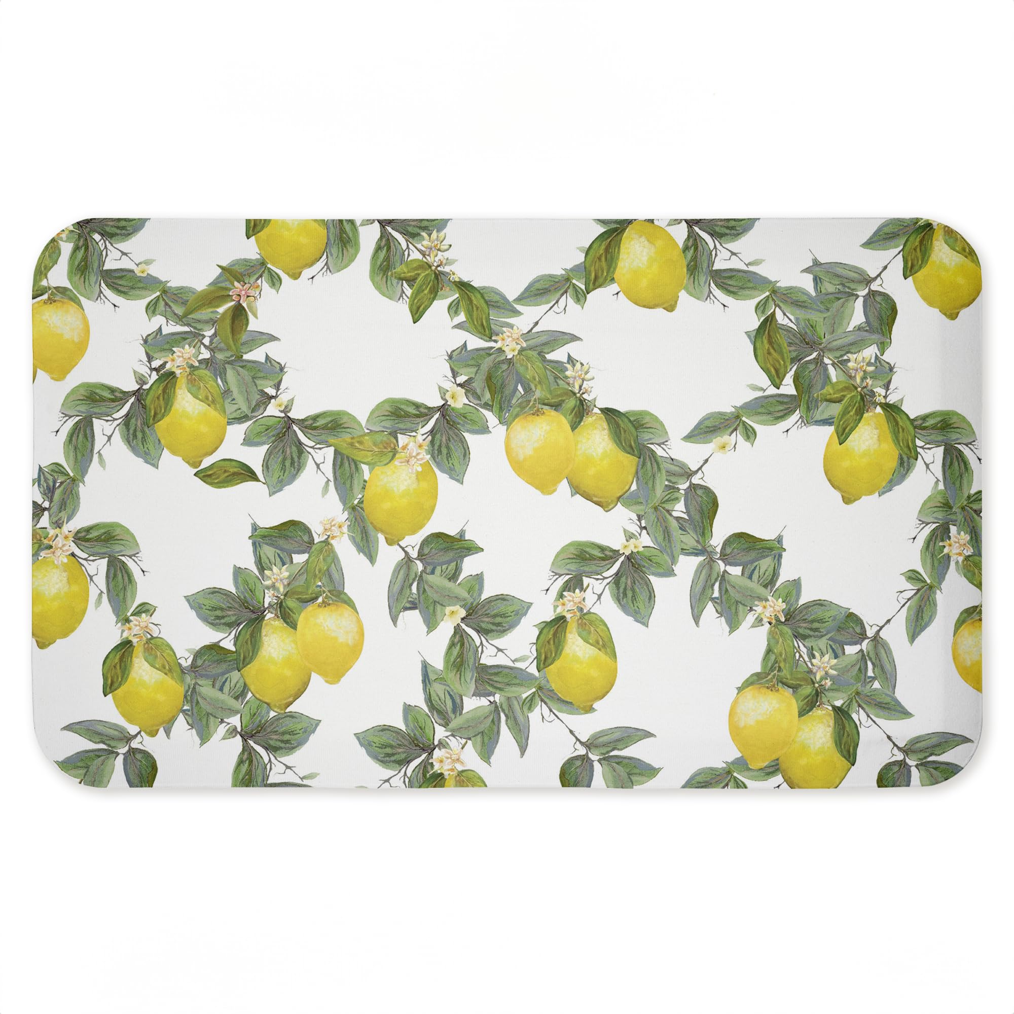 Diannart Bodenmatte mit fruchtigem Zitronen-Rankenmuster, ergonomisch gepolsterte Küchen- und Stehmatte mit rutschfester Unterseite, umweltfreundliche Komfortmatte, Design von Diannart, 76,2 x 45,7 cm