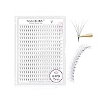 NAGARAKU Premade Fans Eyelash Extensions 320 Fans 5D Volume 0.07mm D curl 13mm Sharp Narrow Stem Clusters Thin Pointy Base Russian Pre Fanned Fluffy Matte Black