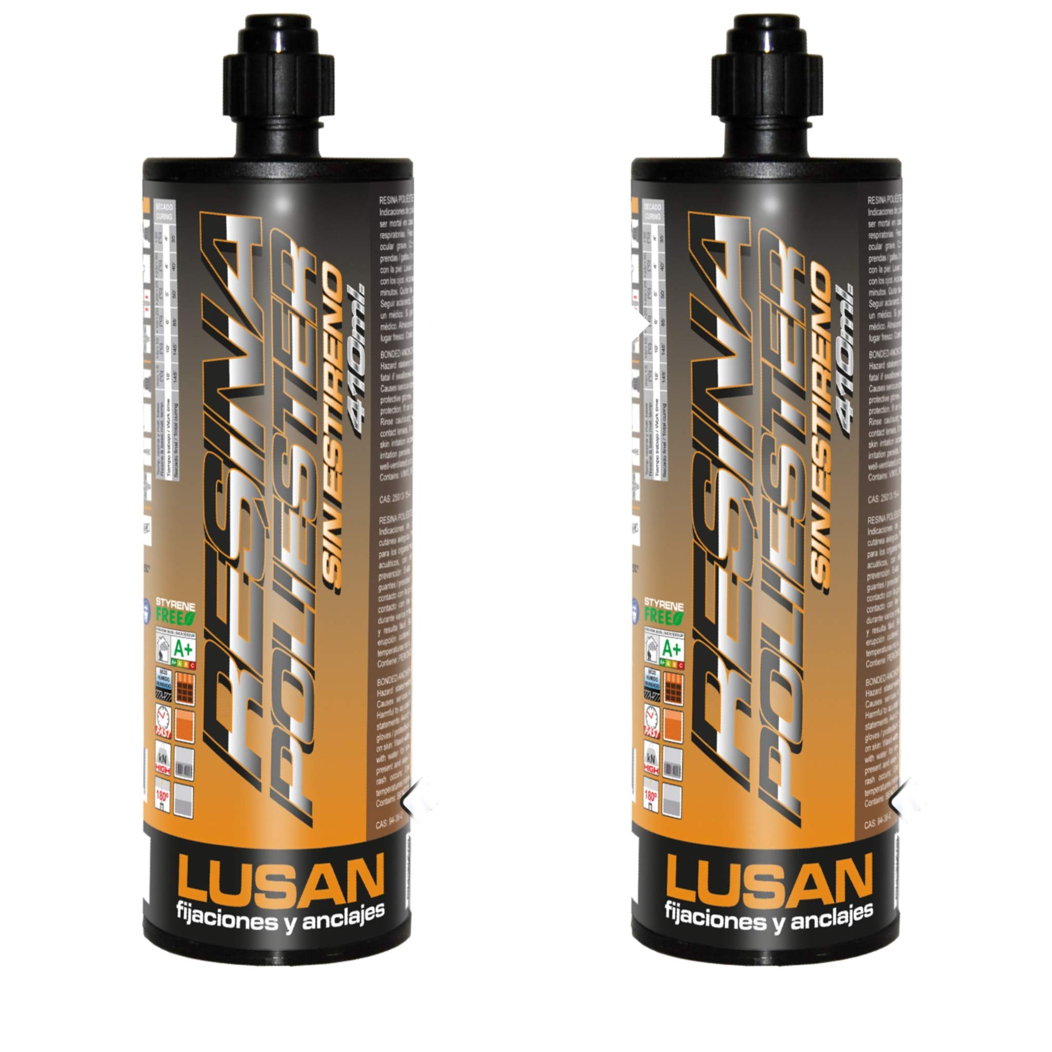 BricoLoco Poliestrowy klej chemiczny bez styrenu DIY do użytku domowego lub profesjonalnego Wiele zastosowań i zastosowań Cynamon w zestawie (2, 410 ml)