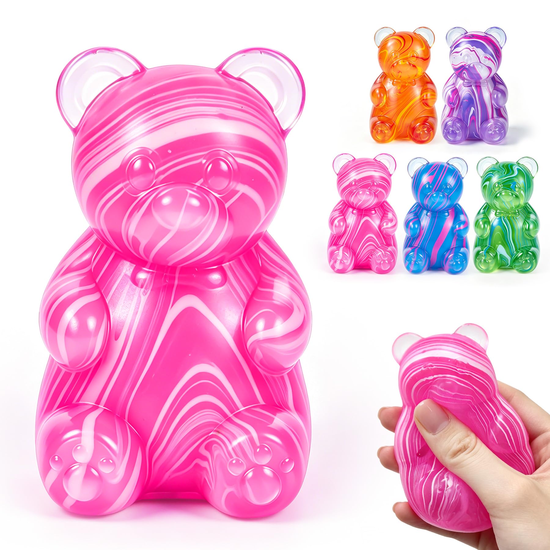 Photo 1 of 1Pc Bear Squishyies Fidget,Color Maltose Filled Squeeze Toys Slow Rising Squishy Stress Balls Adults Kids Party Favors,Classroom Prizes(Pink)