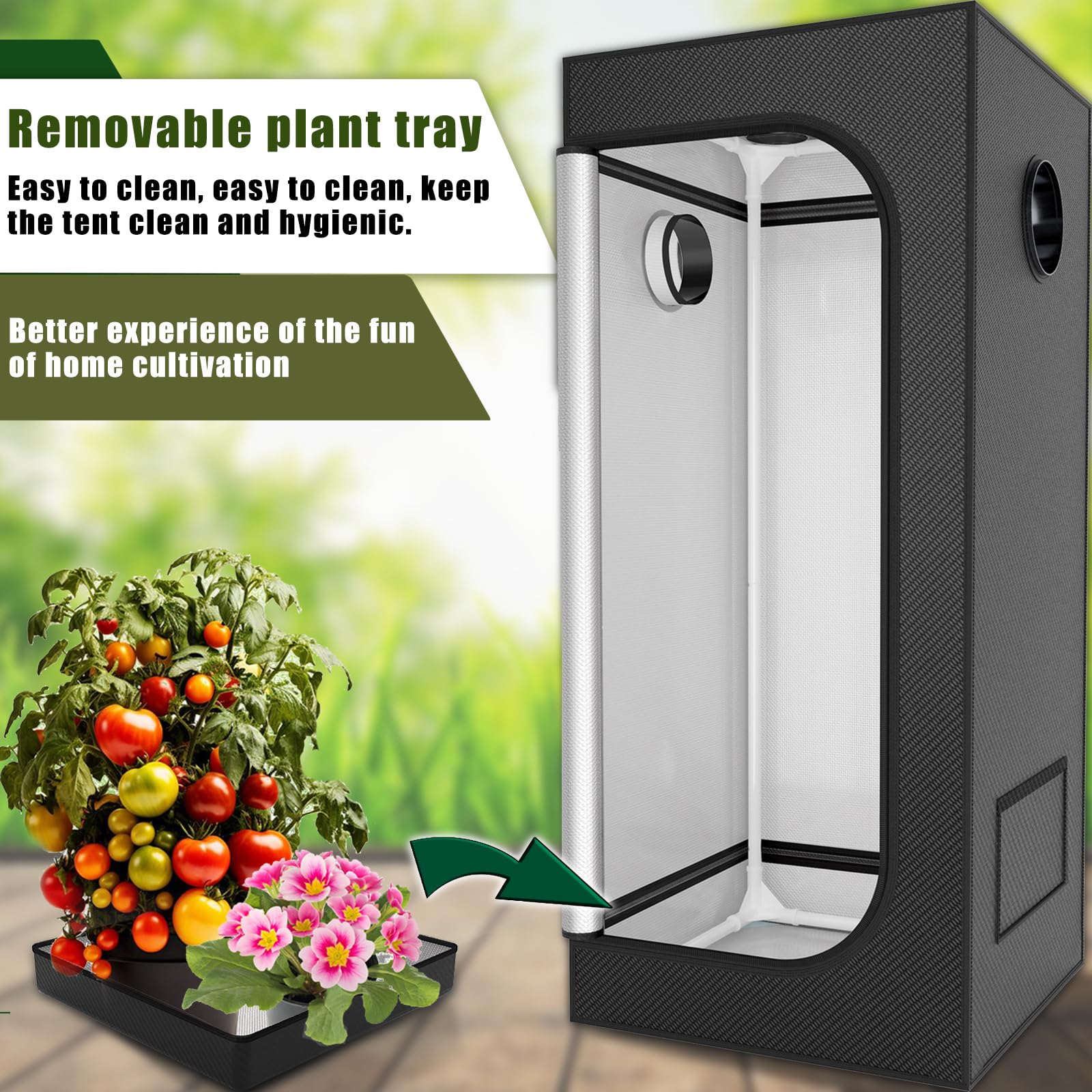 Tenda Da Coltivazione Idroponica Con Finestra - Per Aerogarden, Rivestimento Mylar Riflettente, 52.8x48x34.8 Cm - Foto 6