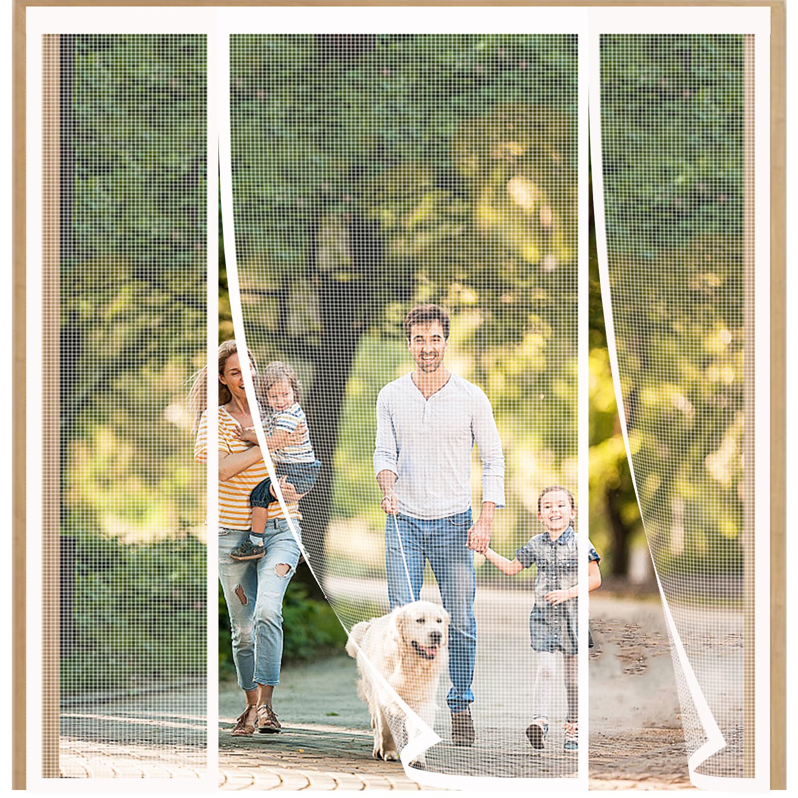 FYHDSH Magnetic Fly Screens for Doors, Anti Mosquito Mesh Curtain, Double Door Screen Curtain for Sliding Door with Powerful Magnets and Full Frame Magic Tape, Keep Fly Bug Out, White-B-120x180cm — image 1