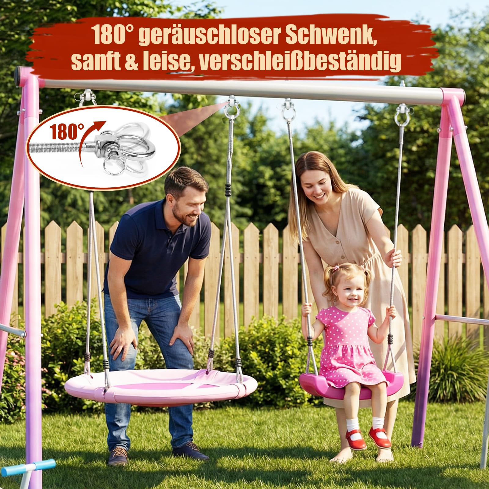 Denmay 4er Schaukelhaken Befestigung Balken, mit Lagern 304 Edelstahl-Schaukelhaken, Hängematte Befestigung Holzbalken, Schwere 180° Schwenkaufhänger für Holzbalken & Betondecken, Spielplatz-Yoga