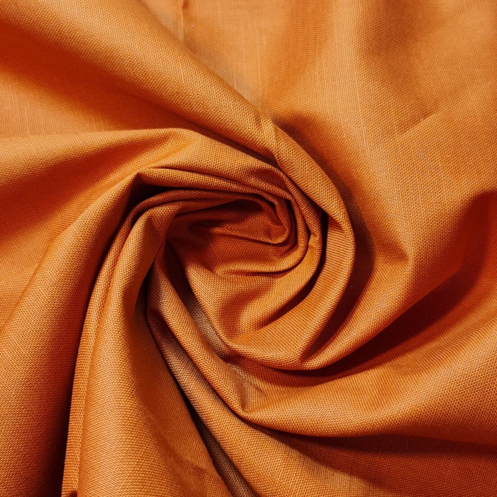 *Clearance* Plain 100% Cotton Linen Fabric Craft Dress Quilting Material 58" (Orange)