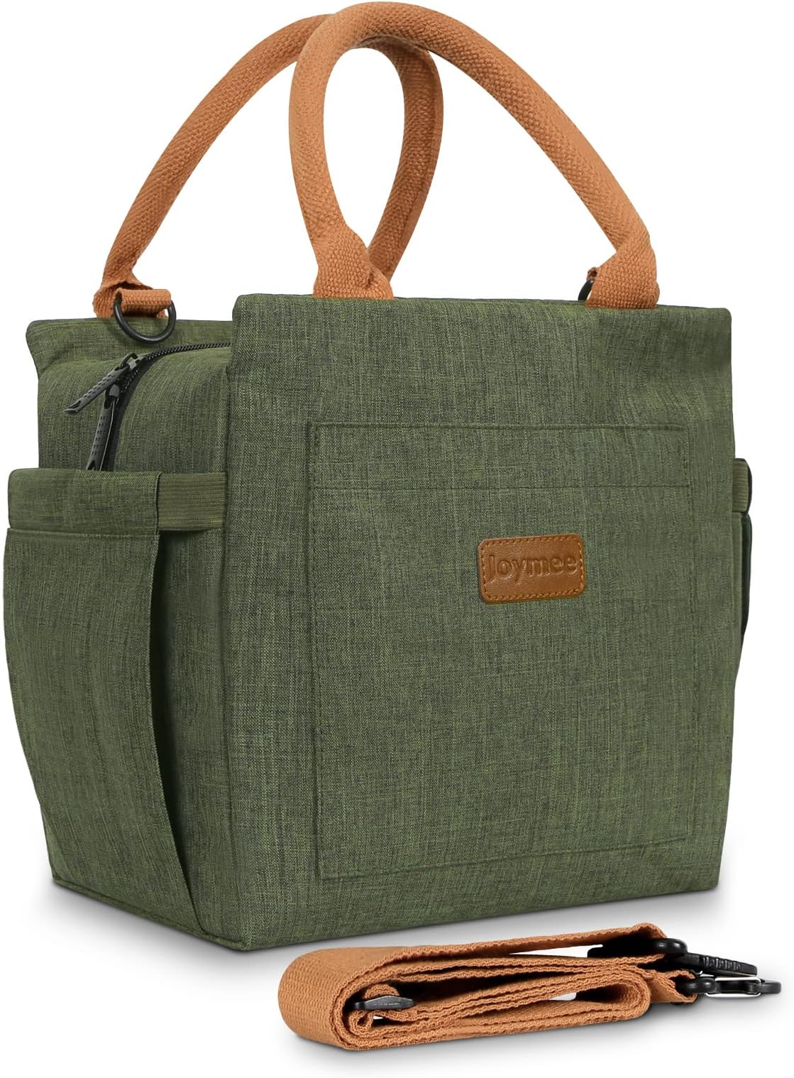 Lunch Bag Women Insulated Lunch Box with Adjustable Shoulder Strap Large Reusable Leakproof Spacious Cooler Tote for Women Men Adult with Bottle Holder and Side Pockets - Green