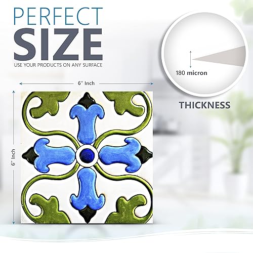 Miniatura 2 de Mi Alma - Adhesivos para azulejos en muro de 6 x 6 pulgadas, 24 unidades, calcomanías de azulejos Talavera, diseño de aplicación ideal para