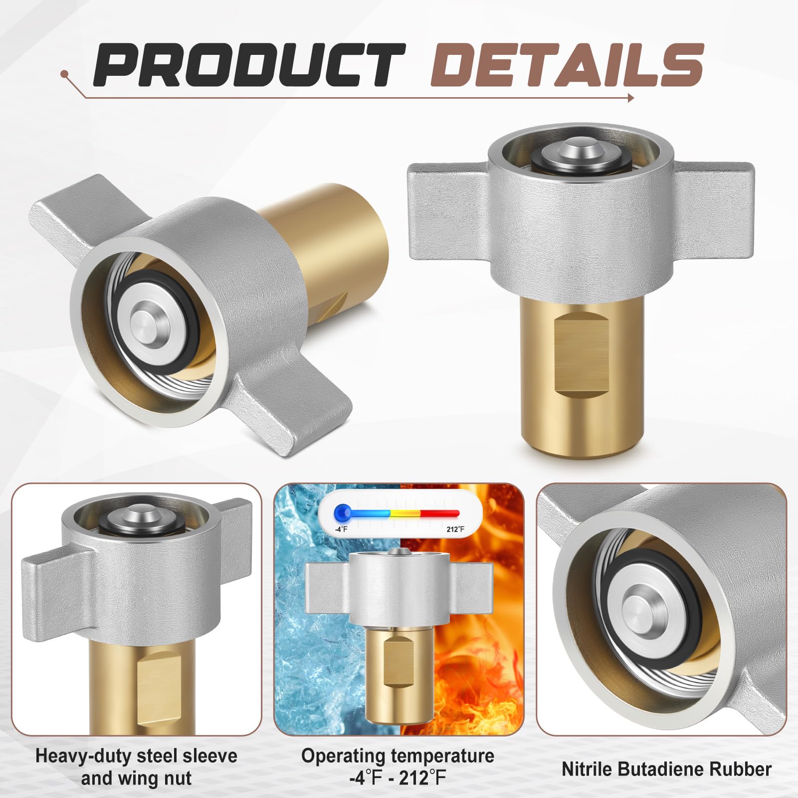 1 confezione da 1-0,6 cm Npt Wet Line Dado ad alette idraulico