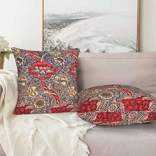 Miniatura 6 de Juego de 2 fundas de almohada de William Wandle Morris de 18 x 18 pulgadas, almohada estética para dormitorio, fundas decorativas de terciopelo,