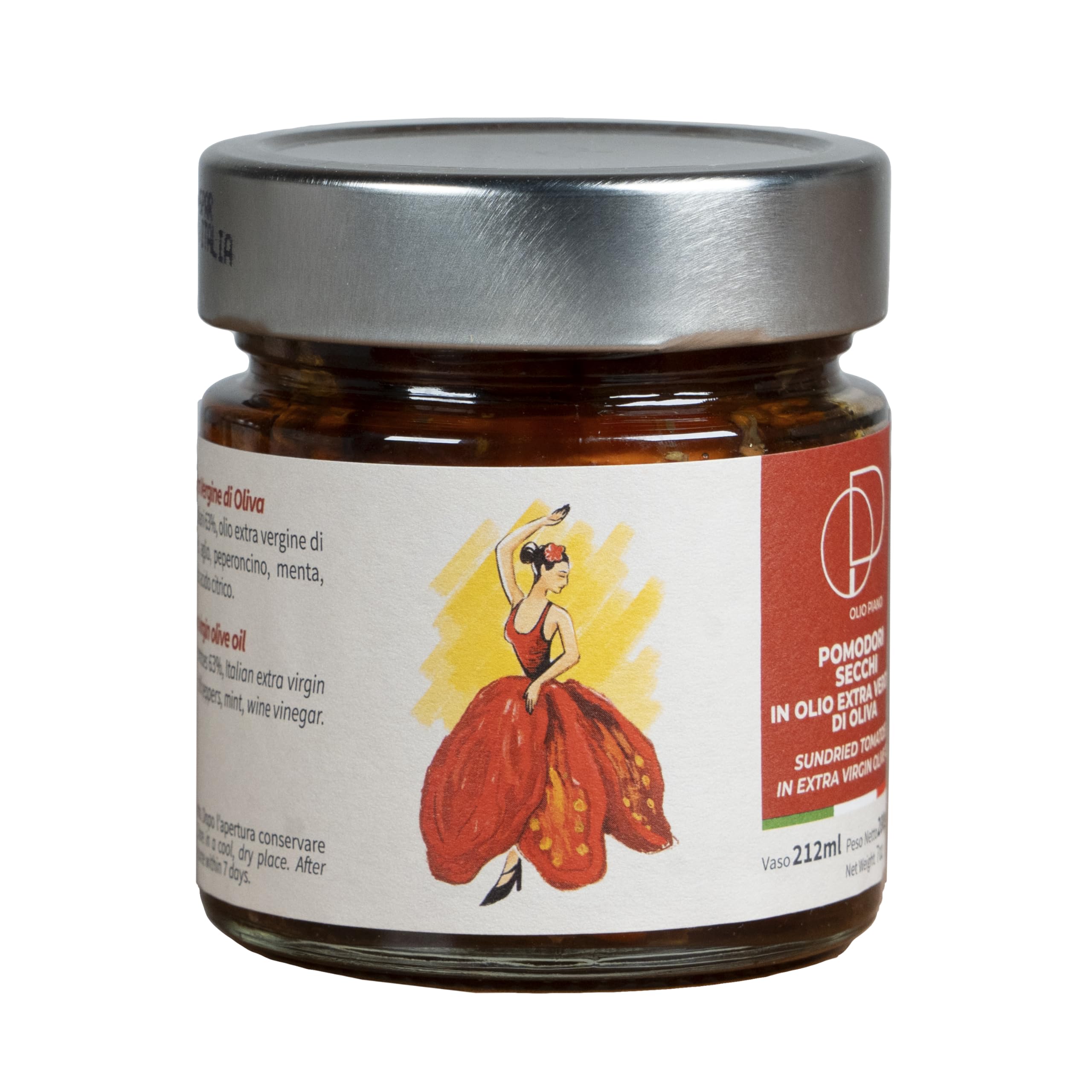 Agricola Piano - Tomates en Aceite | Tomates Secos en Aceite de Oliva Virgen Extra 212 ml – 100% Italianos, Receta Antigua – Producción Artesanal