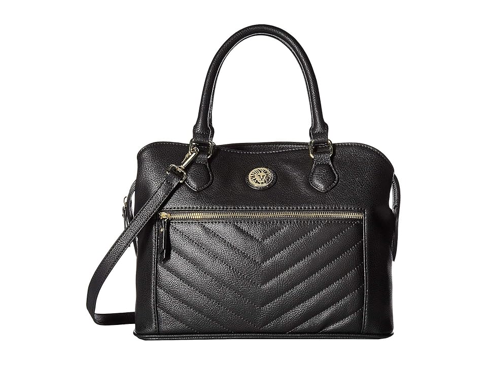 New Anne Klein Quilted Satchel (Black) Satchel Handbags