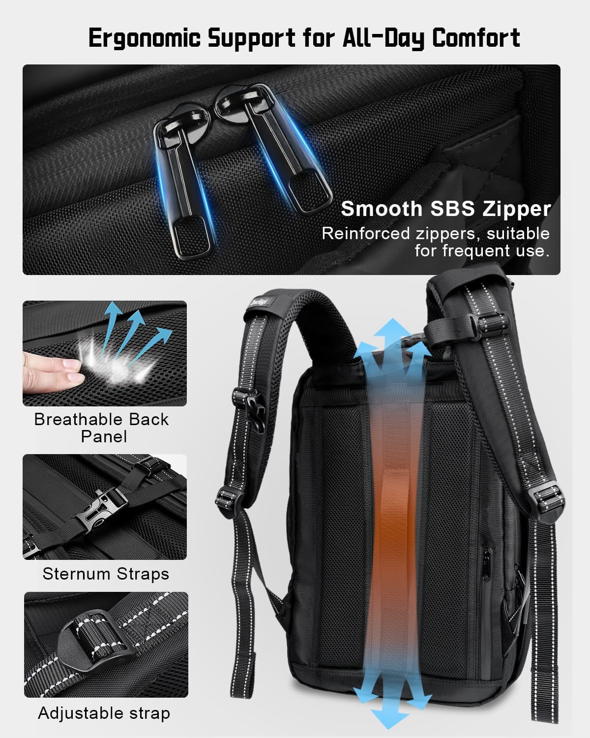 Zurligi Vacuum Travel Backpack, 30–60L Large Capacity Expandable Carry-On, Smooth Zippers, Multi-Compartment, TSA Lock, USB Port, Durable Comfortable Fits 19" Laptop for Business, Intl Travel(30-60L)