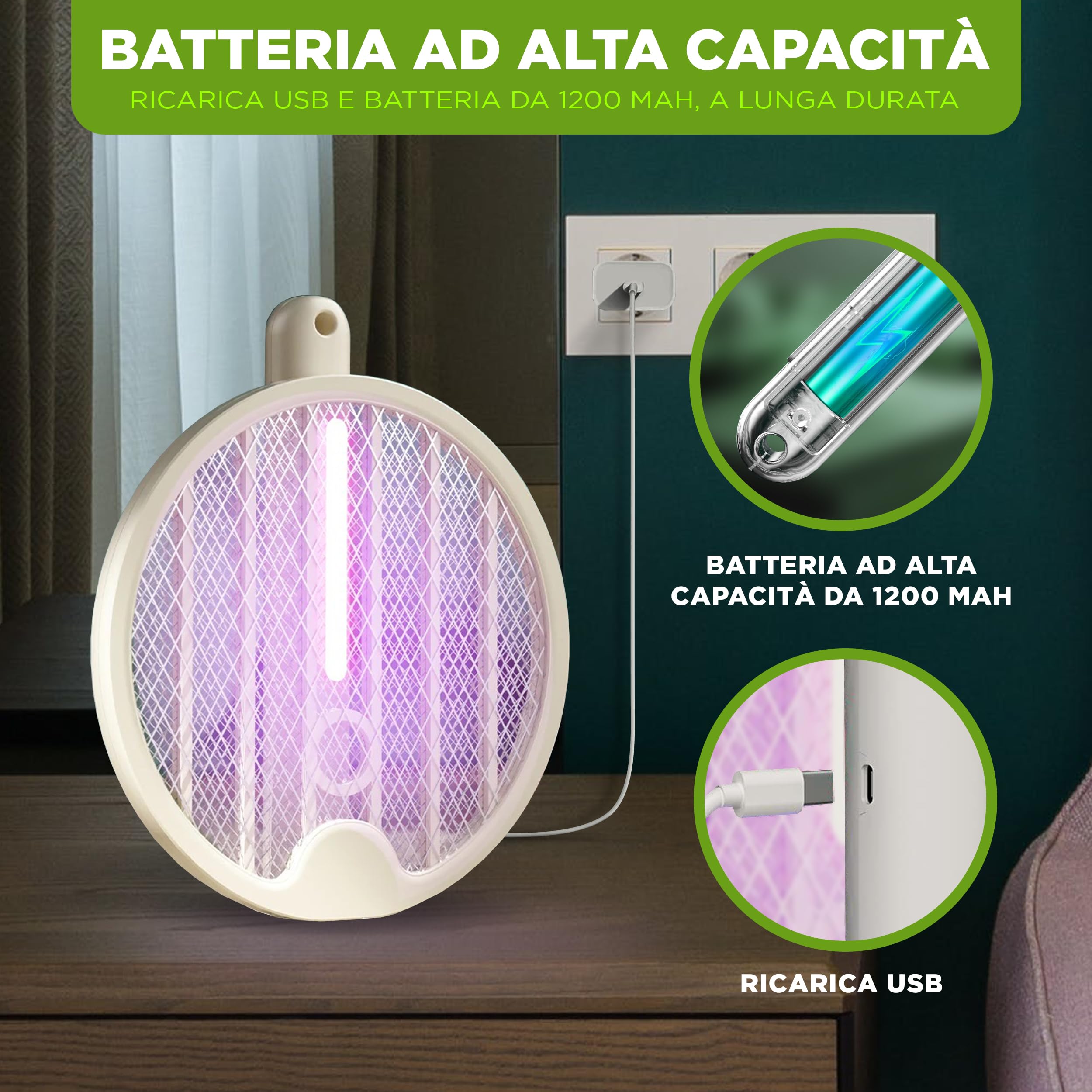 ISOTRONIC scacciamosche elettrico protegge zanzare falene trappola luce UV pieghevole trasporto montaggio parete insetticida interno esterno 1 pezzi efficace difesa stop insetti ricaricabile casa