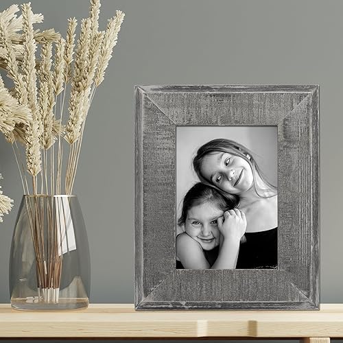 Miniatura 2 de Lawrence Frames Marco de fotos de madera gris envejecida de 5 x 7 pulgadas con blanco lavado