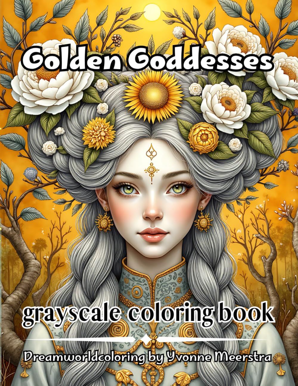 Golden Goddesses: A DreamworldColoring Collection of 71 Enchanted Portraits Celebrating Light, Beauty & Divine Femininity