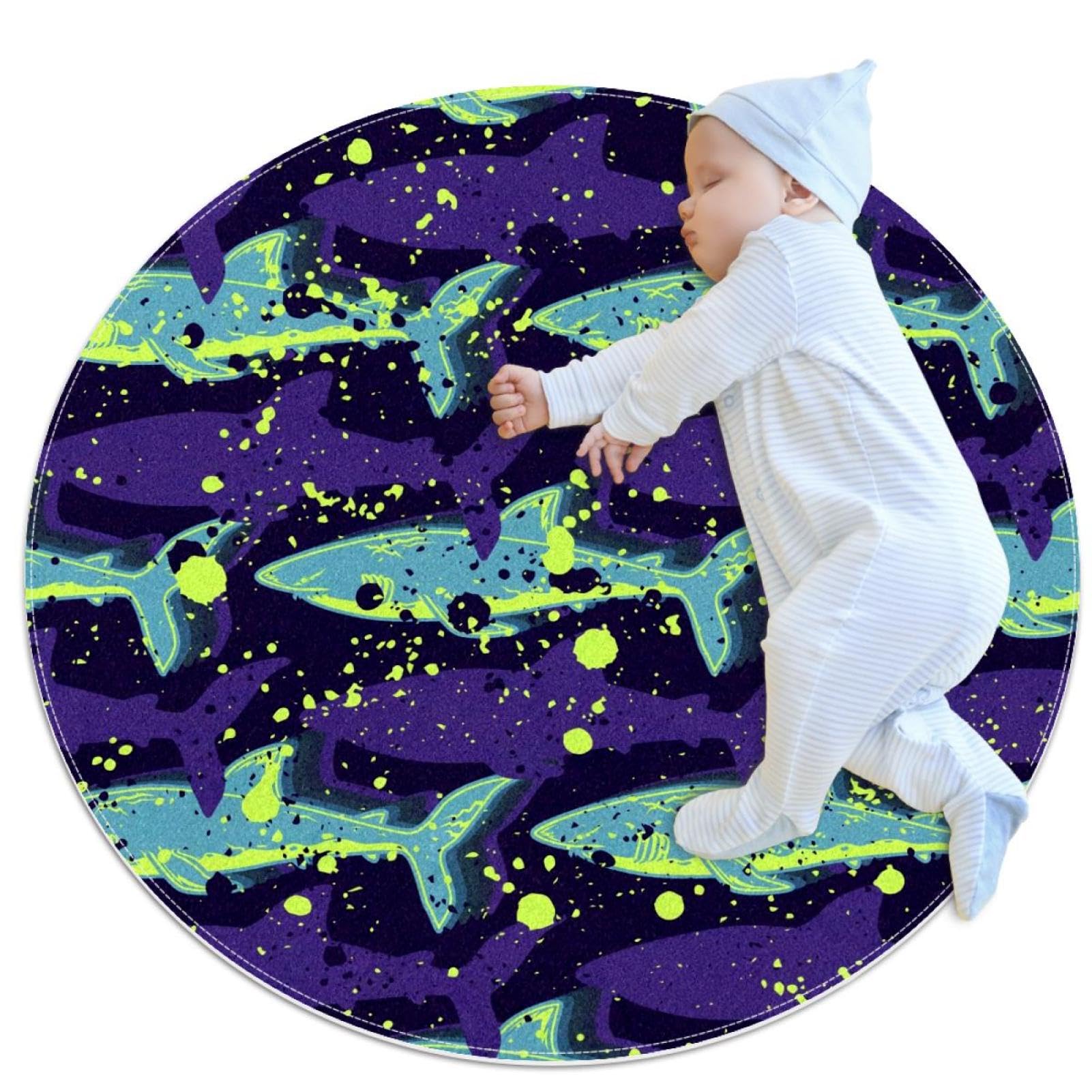 Tapis de salle de bain requin grunge déco ronde pour canapé et chambre