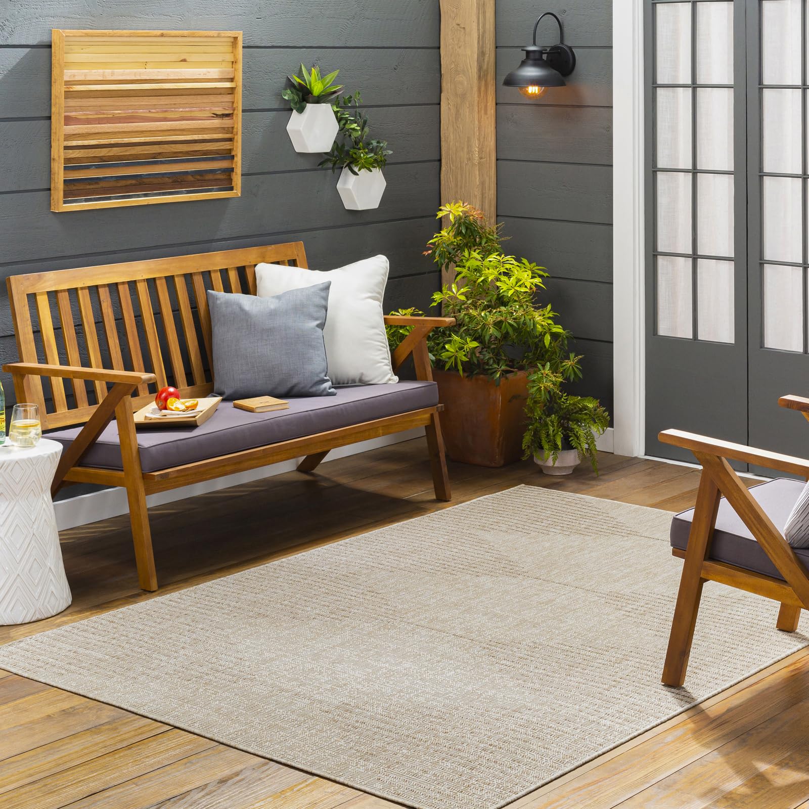 Livabliss Dolly Sevilla Indoor Outdoor Carpet 130x180 cm, Living Room, Dining & Kitchen, Waterproof, Stain Resistant, Durable Boho Style, Cream Brown