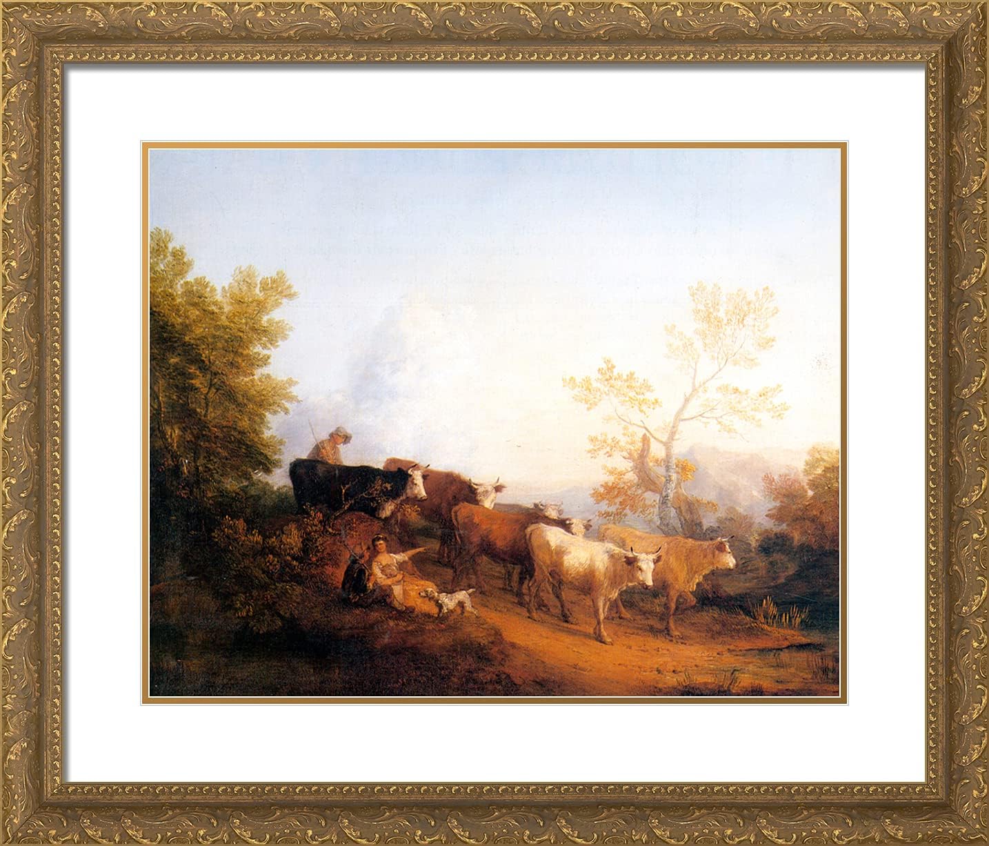 ArtDirect Gainsborough, Thomas 23x20 Gold Ornate Framed Art Print with Double Matting Titled: Homecoming